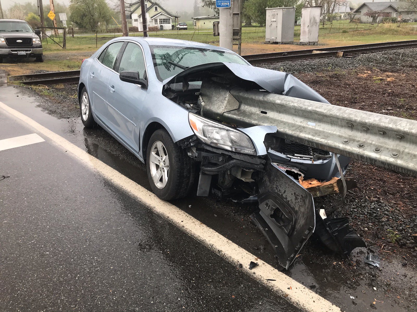 Scene of a single-vehicle crash on SR9 (April 26, 2021). Photo courtesty of WSP