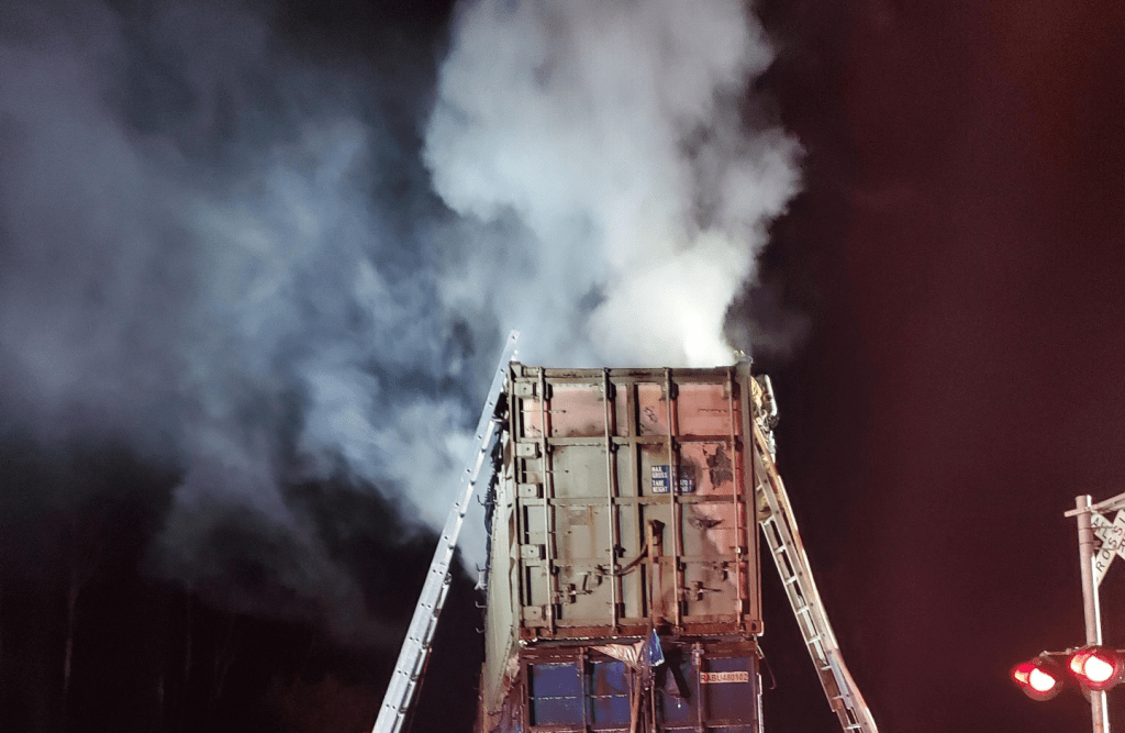 Scene of a train car fire in Acme (April 22, 2021). Photo courtesy of WCFD1