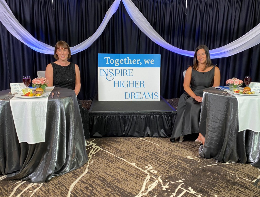 Sara Maloney (l) and Heather Powell (r) of Boys & Girls Clubs in Whatcom County are seen hosting the 2021 online gala and auction (April 27, 2021). Photo courtesy of BGCWC