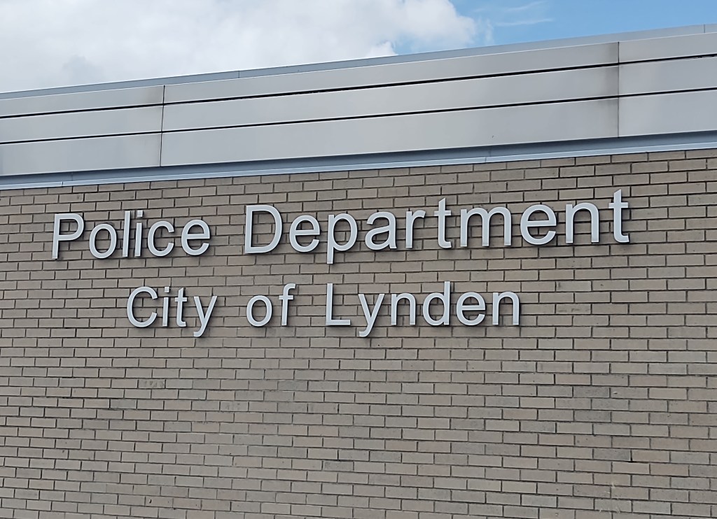 Lynden Police Department exterior signage (May 19, 2021). Photo: Whatcom News