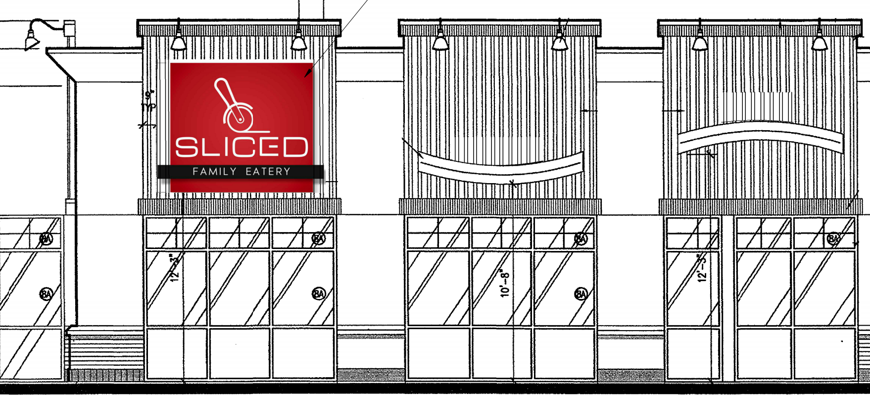 Site and architectural designs included with tenant improvement permit application documents for Sliced Family Eatery (June 2021). Source: City of Bellingham
