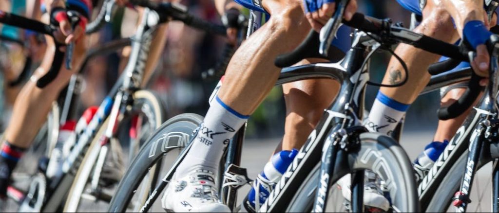 high angle view of people on bicycle