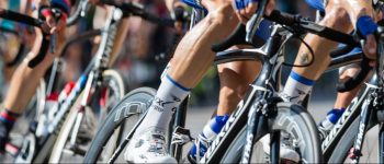 high angle view of people on bicycle