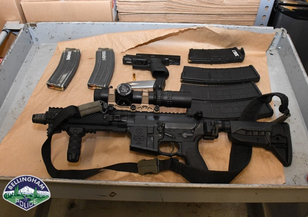 Evidence located after serving a search warrant on a SUV thought to have been involved in a drive-by shooting in Bellingham. Source: Bellingham Police