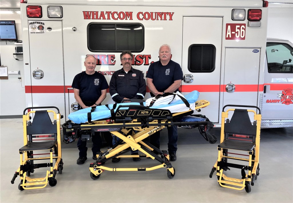 (left to right) WCFD17 firefighter Val Klepac, Phillips 66 Fire Chief Bill Rinesmith, WCFD17 Fire Chief Jim Petrie (August 2021). Photo courtesy of WCFD17