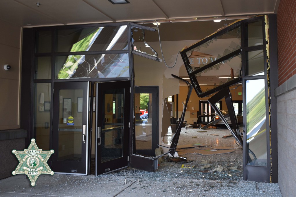 View of damage after a car crashed into a building on the Meridian High School campus (August 12, 2021). Photo courtesy of WCSO