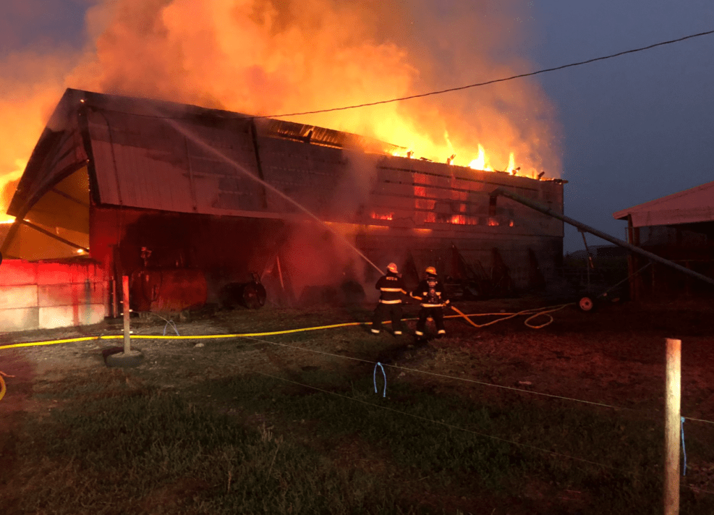 Scene of a barn fire in Sumas (August 14, 2021). Photo courtesy of Sumas Police