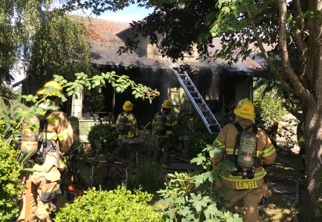 Scene of a residential fire on Billy Frank Junior Street (August 9, 2021). Photo courtesy of Bellingham Fire Department