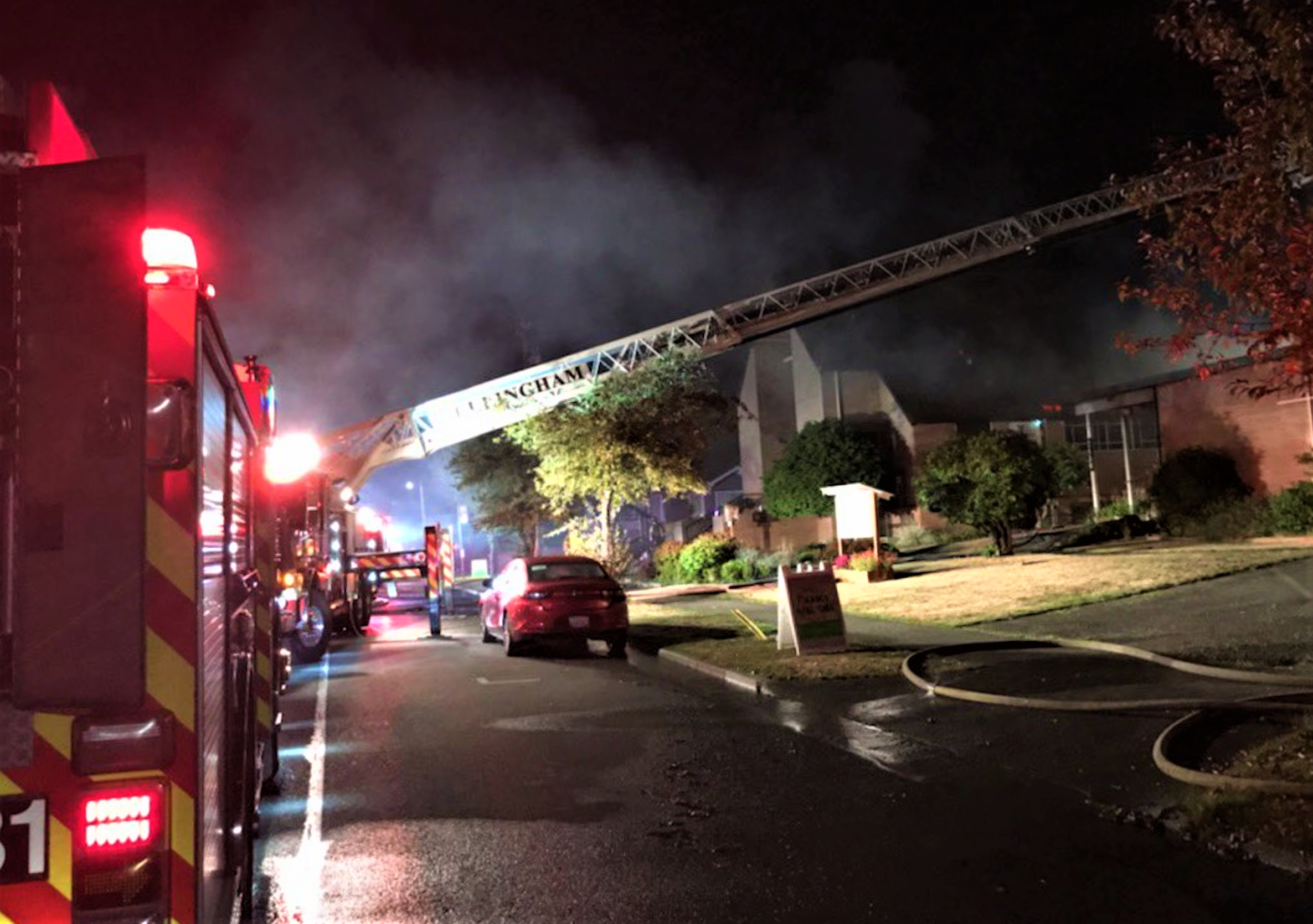 Scene of a church fire in Bellingham (September 10, 2021). Photo courtesy of Bellingham Fire Department