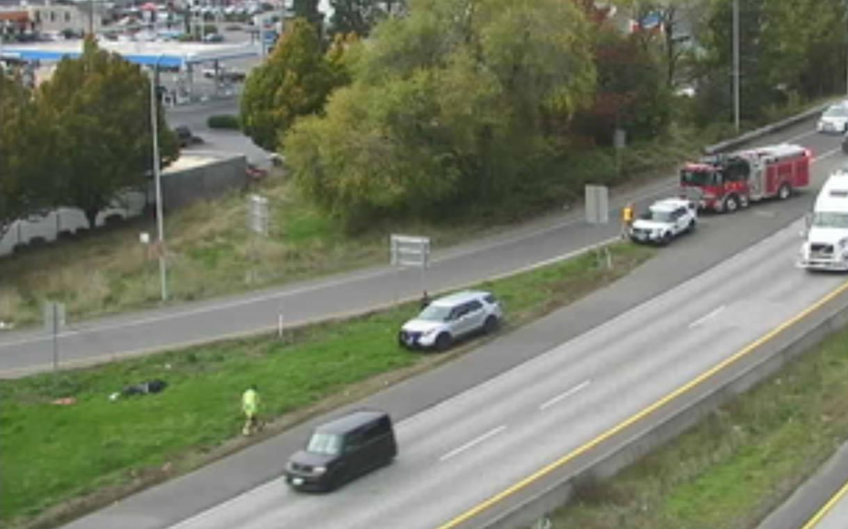 Scene of a motorcycle crash (October 19, 2021). Source: WSDOT