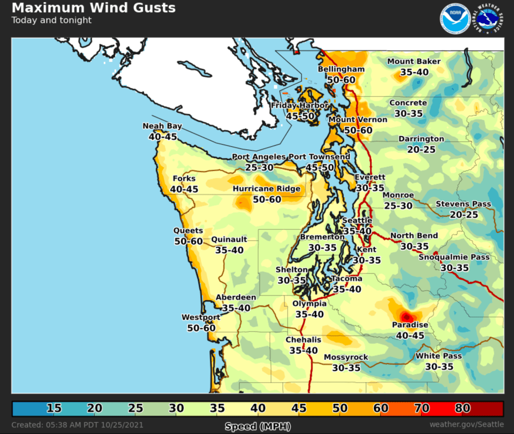 Graphic provided by National Weather Service Seattle office (October 25, 2021).