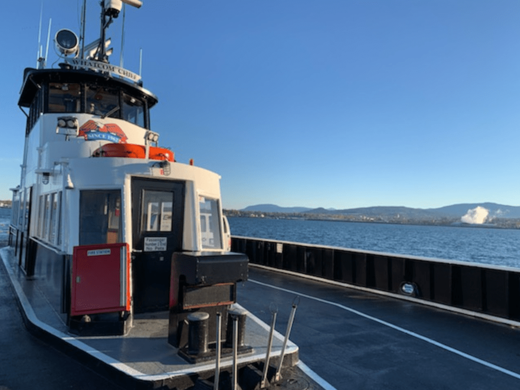 The view from the deck of the Whatcom Chief during sea trials after unplanned engine repairs (October 30, 2021). Photo courtesy Whatcom County Ferry Division