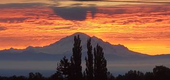 Sunrise as seen from Custer WA (October 8, 2021). Photo courtesy of Cynda Garver