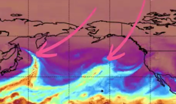 A series of atmospheric rivers in this precipitable water satellite image (November 22, 2021). Source: NWS
