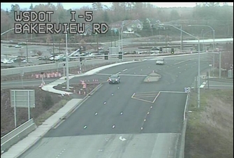 Construction of a 2nd on-ramp at the W Bakerview Road I-5 interchange (August 10, 2021). Photo courtesy of WSDOT