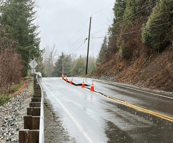 View of slide damage on S Pass Road. Source: Whatcom County Public Works
