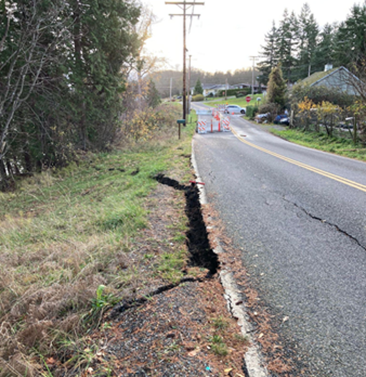 Visible erosion of shoreline slope along Drayton Harbor Road. Source: Whatcom County Public Works