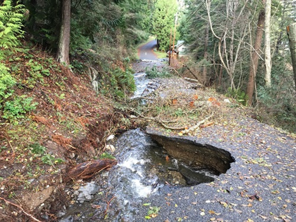 Erosion of a section of Beach Avenue on Lummi Island. Source: Whatcom County Public Works