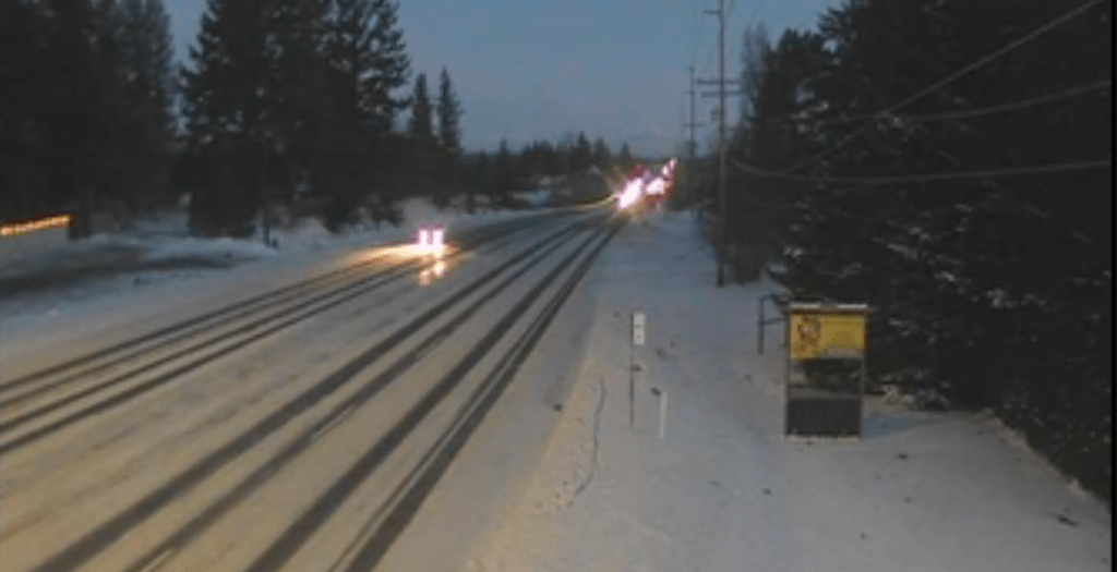 View from WSDOT traffic camera located at Guide Meridian (SR539) and Axton Road (December 27, 2021). WSDOT traffic camera