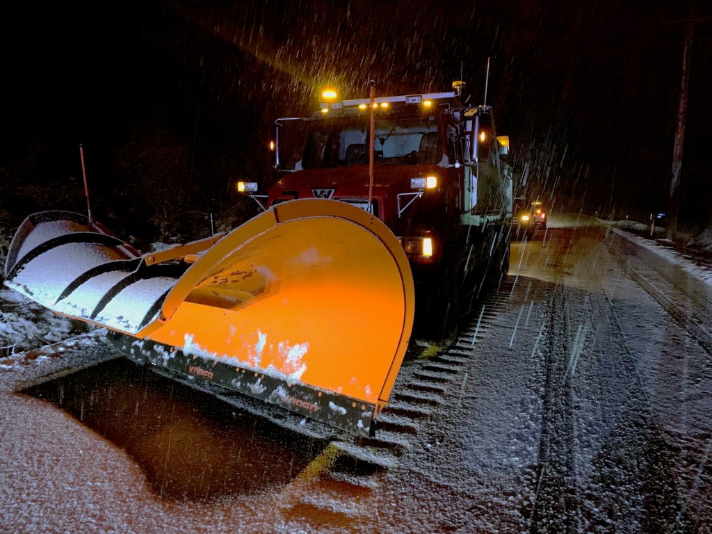 Washington State Patrol on scene of a plow truck vs pedestrian collision on Valley Highway (January 4, 2022). Photo courtesy of WSP