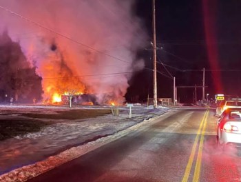 Scene of a semi-truck vs car crash at Rathbone Road and Birch Bay-Lynden Road (January 9, 2022). Photo courtesy of Mike Schoneveld