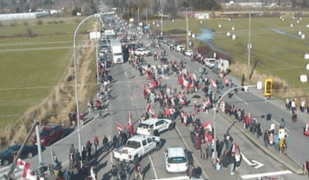 Traffic camera at 8th Avenue and Highway 15 (February 12, 2022). Source: DriveBC.ca