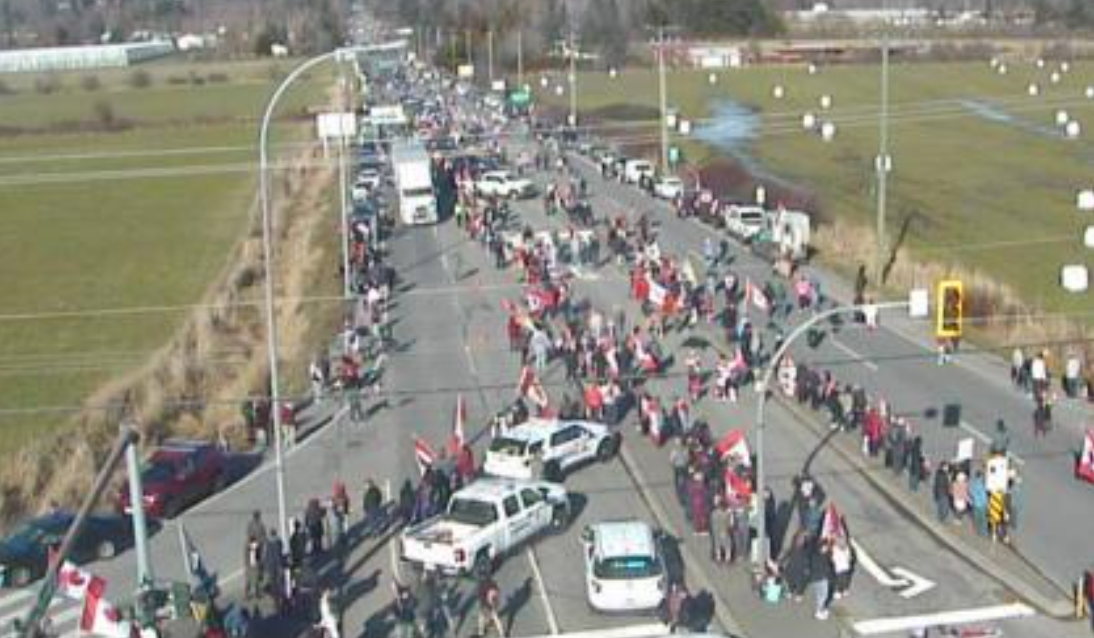 Traffic camera at 8th Avenue and Highway 15 (February 12, 2022). Source: DriveBC.ca