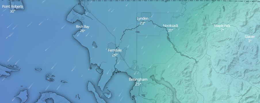 Forecast temperatures for February 22, 2022, at 7am based on ECMWF model as of February 17, 2022. Source: Windy.com