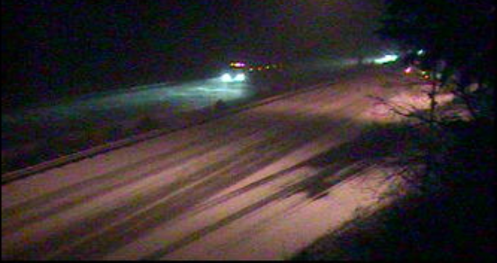 Blowing snow is visible at the N Lake Samish interchange in a WSDOT traffic camera image (February 22, 2022).