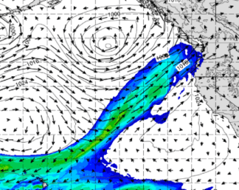Plot of vertically integrated water vapor analysis forecast for March 13, 2022, based on ECMWF forecast model. Source: Center for Western Weather and Water Extremes