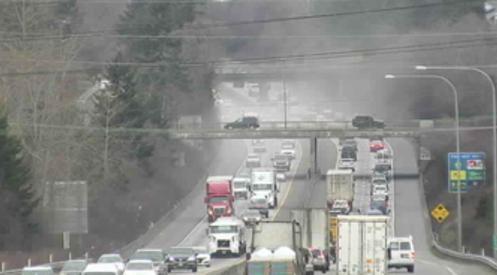 UPDATED: Rollover trailer crash snarls southbound I-5 lanes | Whatcom News