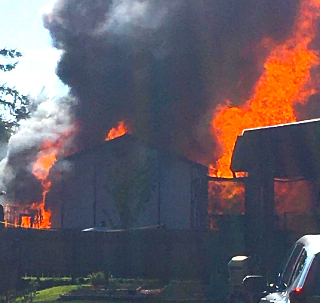 Scene of a residential fire on Anderson Road in Blaine (May 19, 2022). Photo courtesy of a reader