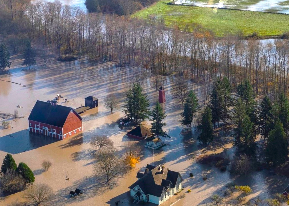 Hovander Homestead Park during mid-November 2021 flooding disaster (2021). Photo: Whatcom County Parks & Recreation