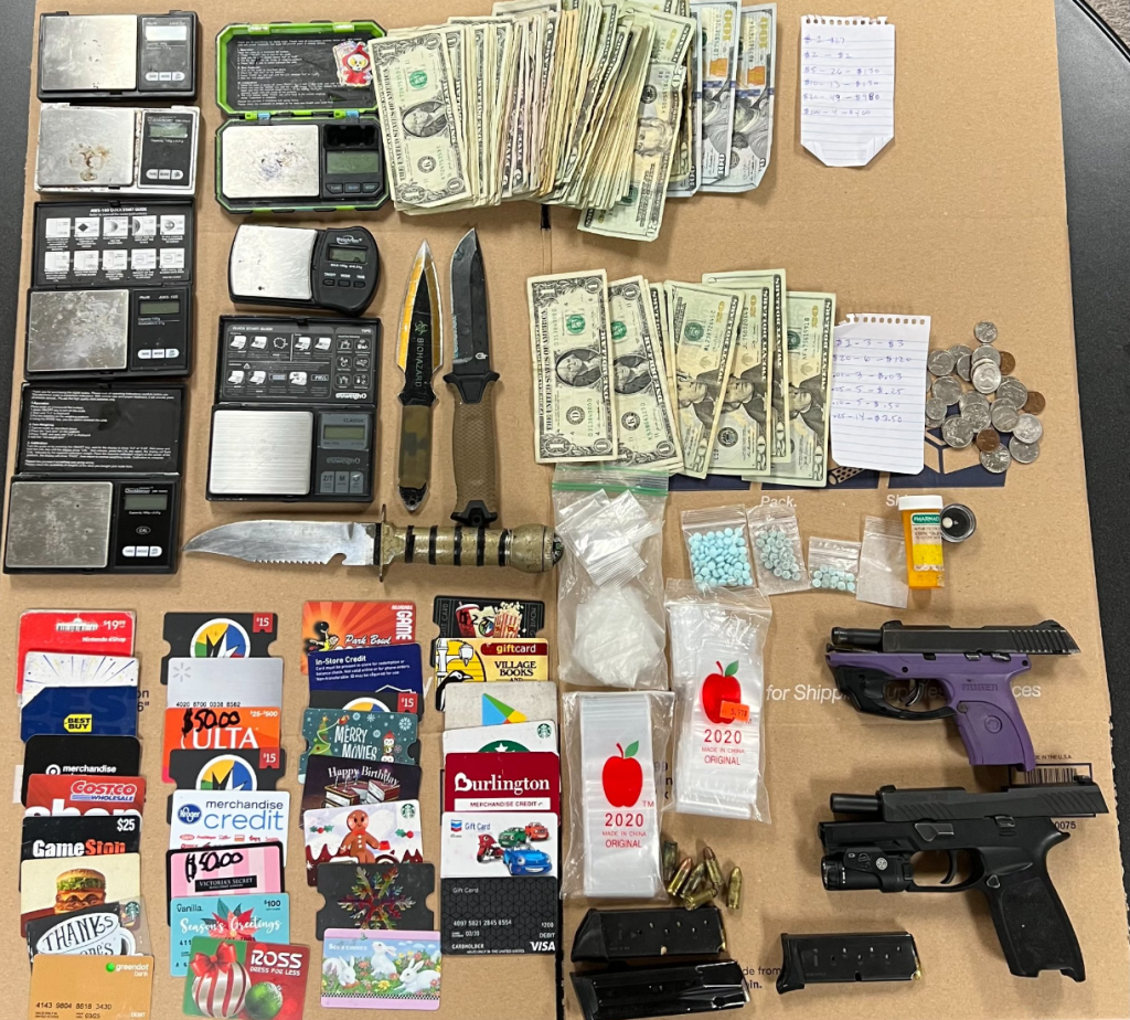 Items found during search of a vehicle in Everson (June 23, 2022). Photo courtesy of Everson Police Department
