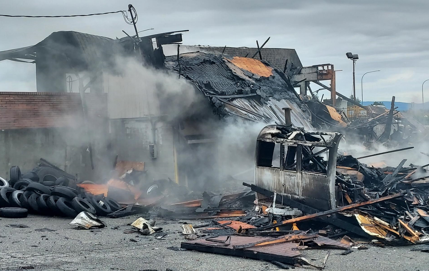 Scene of commercial structure fire in Lynden (July 17, 2022). Photo: Dave Brumbaugh