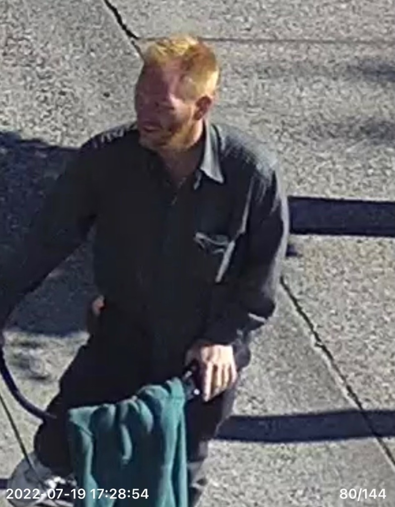 Vehicle theft suspect as seen on surveillance video (July 19, 2022). Source: Blaine Police Department