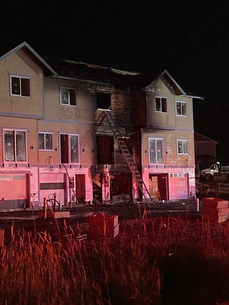 Scene of a structure fire after the fire had been knocked down by firefighters (July 29, 2022). Photo courtesy of North Whatcom Fire & Rescue