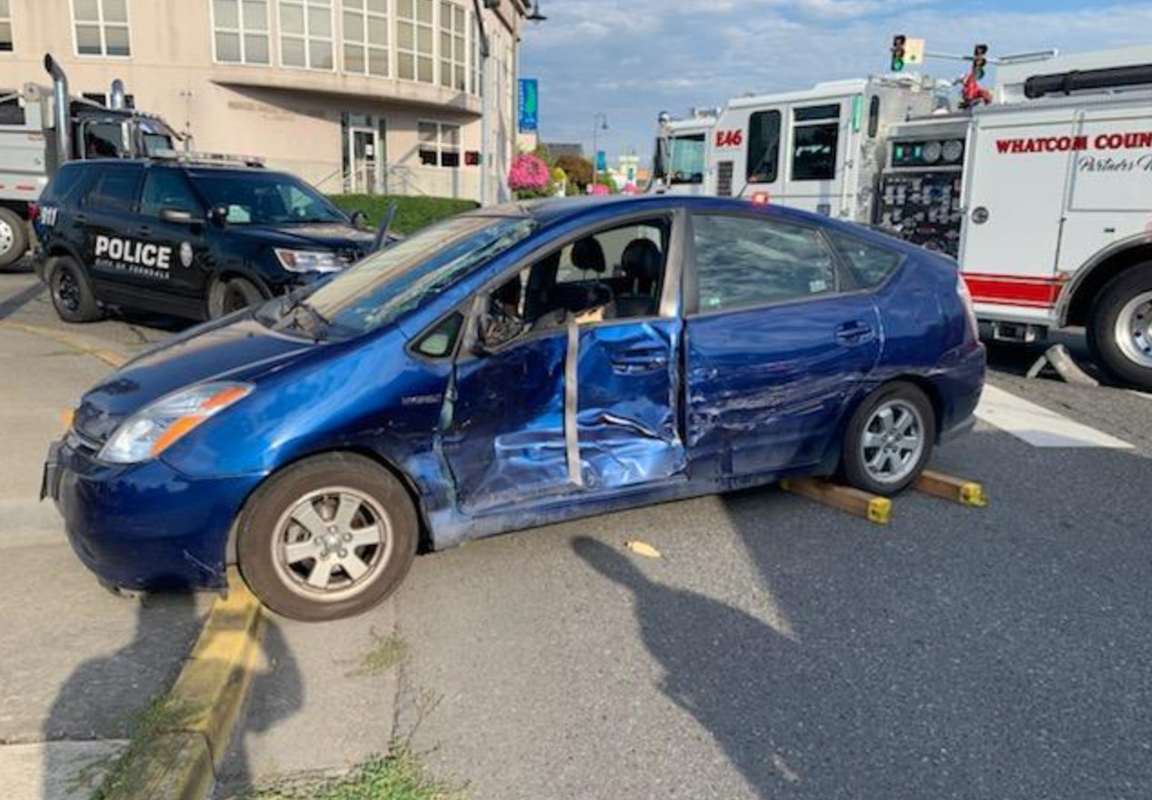 Scene of a T-bone crash in Ferndale (August 9, 2022). Photo courtesy of WCFD7