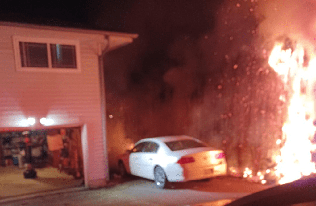 Scene of bushes on fire in Ferndale (September 8, 2022). Photo courtesy of Sean Park