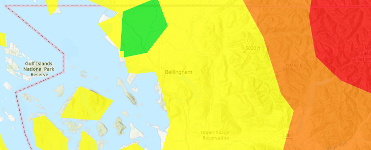 AirNow Air Quality Map as of 5am on September 12, 2022.