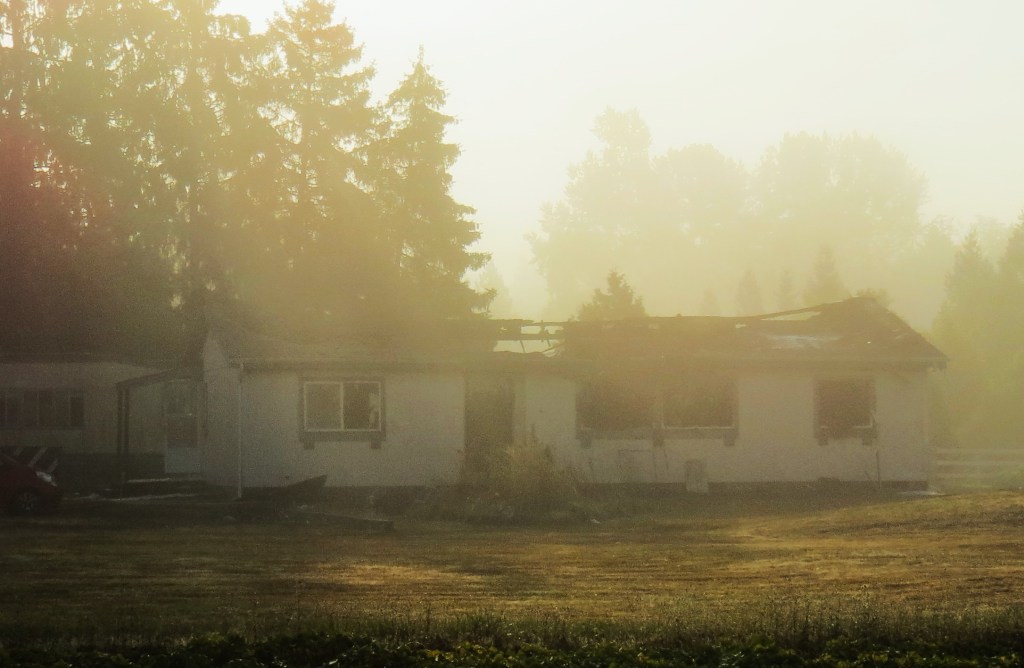 Scene of a fatal residential fire on Sweet Road in Blaine (September 2, 2022). Photo: Whatcom News