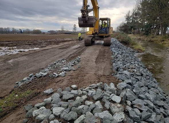 Fishtrap Creek levee repairs (November 2021). Source: Whatcom County Public Works