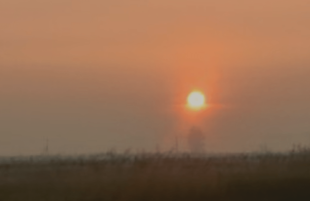 Sunset visible through wildfire smoke (October 18, 2022). Photo courtesy of a reader