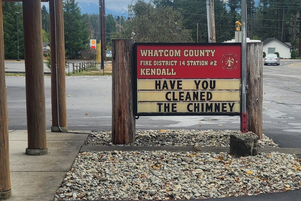 Chimney cleaning advisory posted outside WCFD14 Station #2 (October 27, 2022). Photo courtesy of WCFD14.