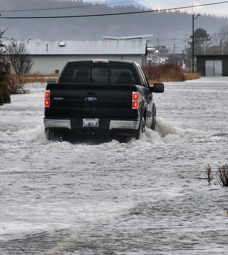 Scene of coastal flooding in the Sandy Point area during a 12.3-foot King Tide (December 27, 2022). Photo courtesy of Jael Komac