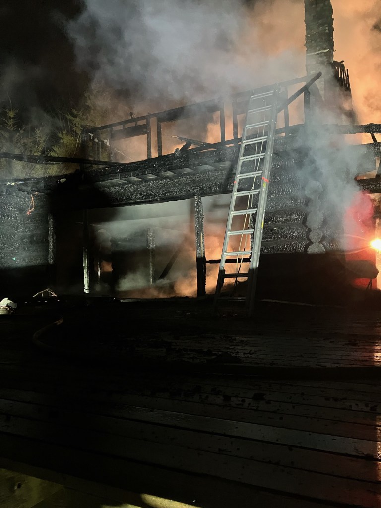 Scene of residential fire on Semiahmoo Drive (March 1, 2023). Photo courtesy of NWFR