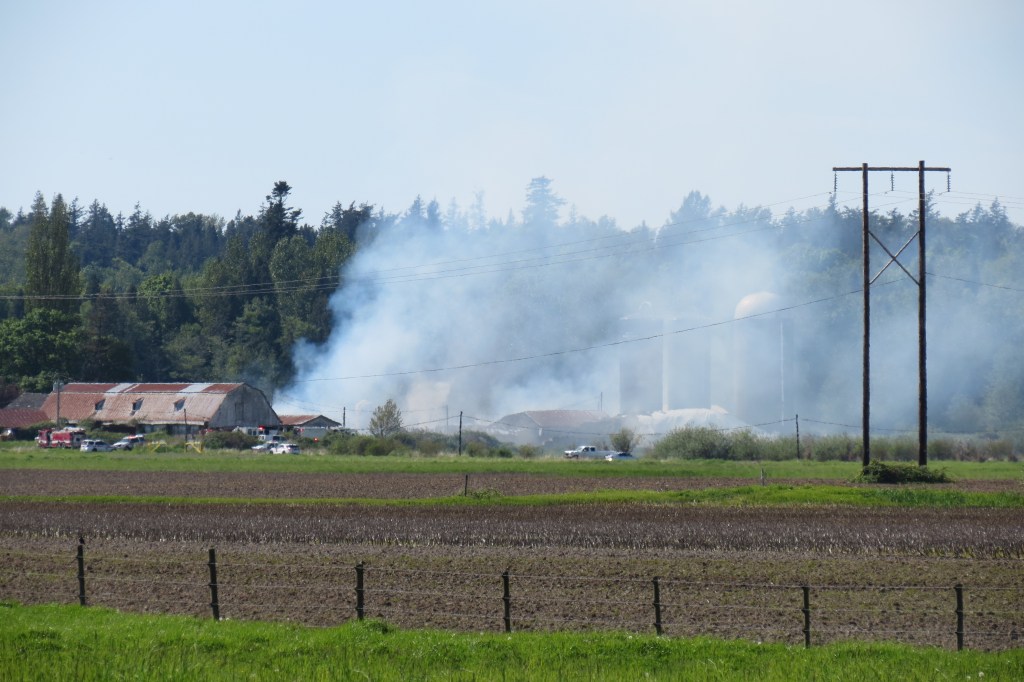 Scene of a structure fire on Lampman Road (May 10, 2023). Photo: Whatcom News