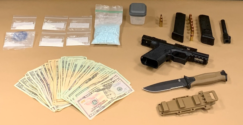 Items found when serving a search warrant on a suspected drug dealer (May 24, 2023). Photo courtesy of Whatcom County Sheriff's Office.