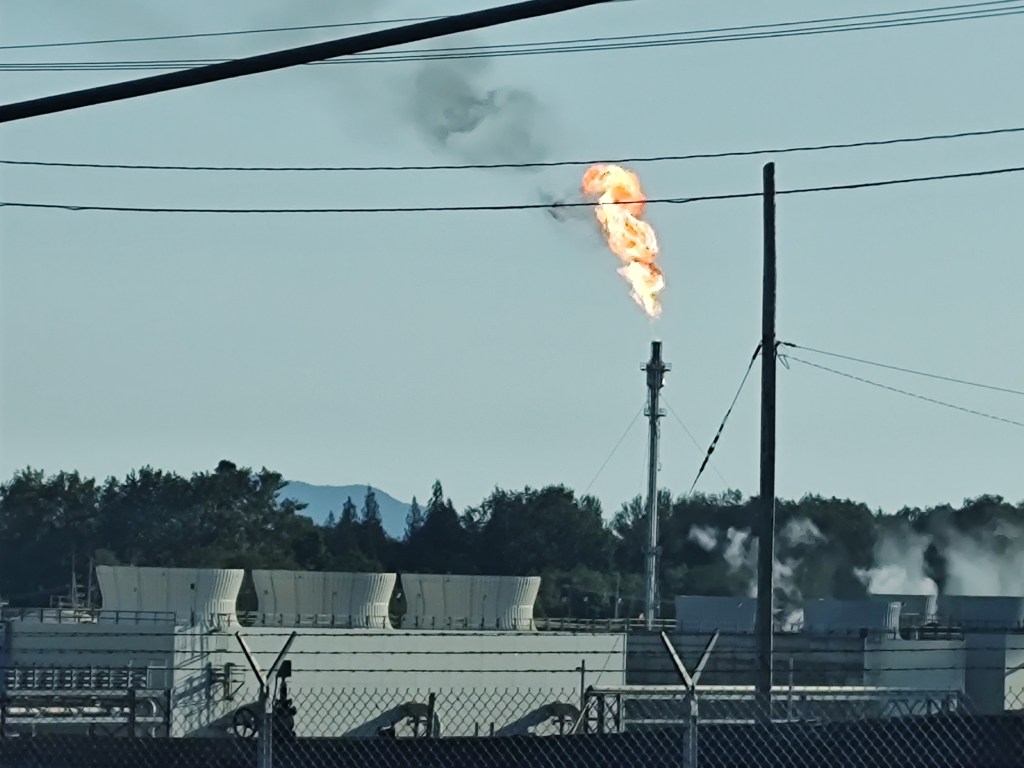 Flaring event at the Phillips 66 Ferndale Refinery (June 6, 2023). Photo: Whatcom News