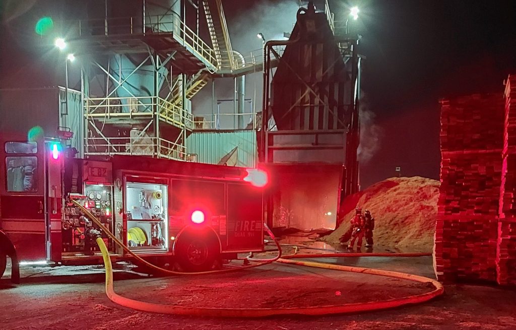 Scene of commercial fire in Everson (September 1, 2023). Photo courtesy of WCFD1